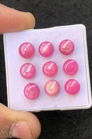 Natural Silky Sapphire Gemstone Smooth Round Shape Cabochon High Quality Loose Gemstones For Jewelry Making 8 MM Size 9 Pcs V4524