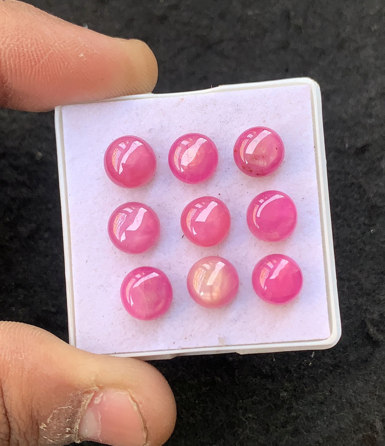 Natural Silky Sapphire Gemstone Smooth Round Shape Cabochon High Quality Loose Gemstones For Jewelry Making 8 MM Size 9 Pcs V4524