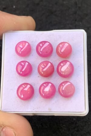 Natural Silky Sapphire Gemstone Smooth Round Shape Cabochon High Quality Loose Gemstones For Jewelry Making 8 MM Size 9 Pcs V4525