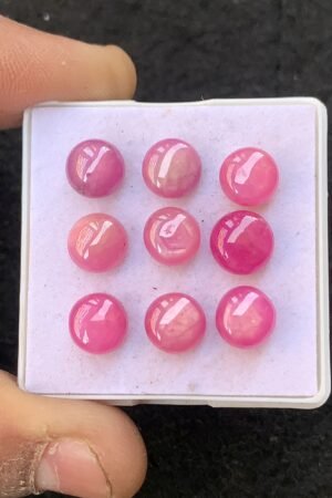 Natural Silky Sapphire Gemstone Smooth Round Shape Cabochon High Quality Loose Gemstones For Jewelry Making 8 MM Size 9 Pcs V4526