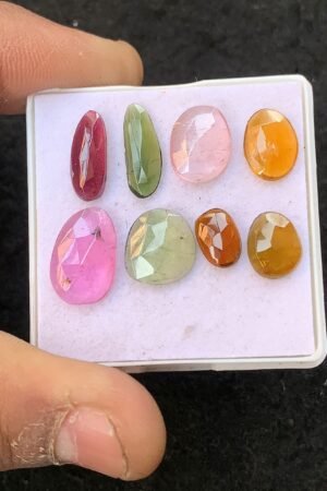 Natural Tourmaline Gemstone Rose Cut Fancy Shape Cabochon High Quality Loose Gemstones For Jewelry Making 8-14 MM Size 8 Pcs V4528