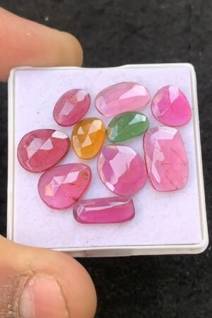 Natural Tourmaline Gemstone Rose Cut Fancy Shape Cabochon High Quality Loose Gemstones For Jewelry Making 9-14 MM Size 10 Pcs V4529