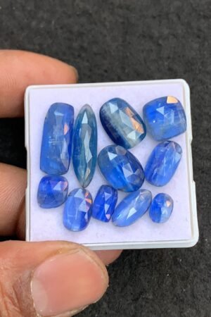 Natural Bi Color Kyanite Gemstone Rose Cut Mix Shape Cabochon High Quality Loose Gemstones For Jewelry Making 7-21 MM Size 11 Pcs V4556