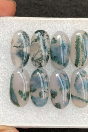 Natural Moss Agate Gemstone Smooth Oval Shape Cabochon High Quality Loose Gemstones For Jewelry Making 20x10 MM Size 8 Pcs V4559