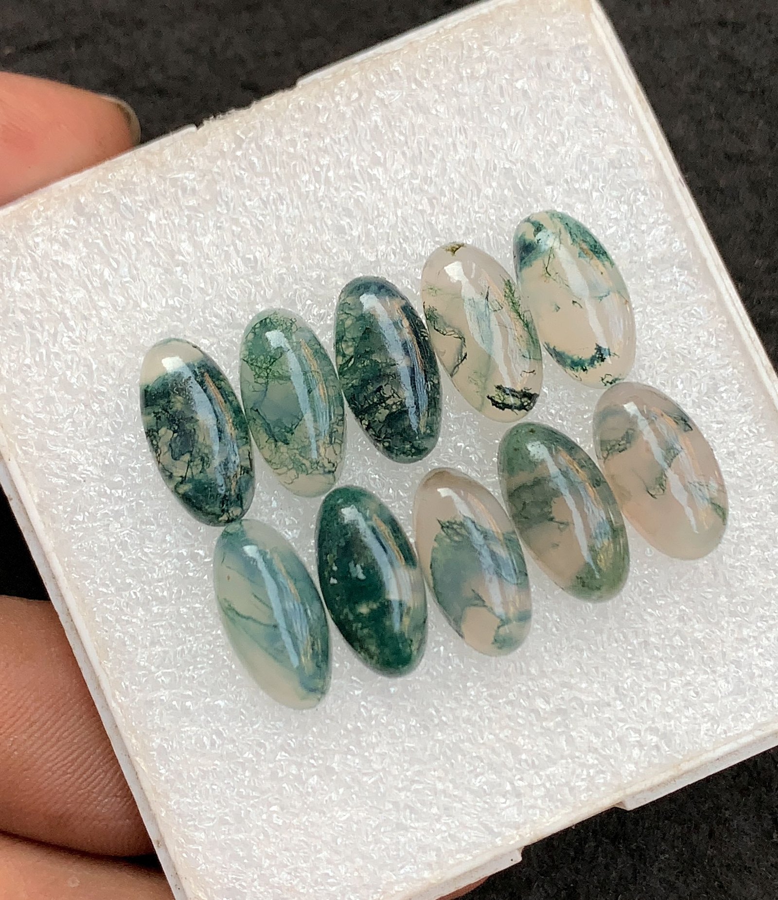 Natural Moss Agate Gemstone Smooth Oval Shape Cabochon High Quality Loose Gemstones For Jewelry Making 15x8 MM Size 10 Pcs V4562 - Image 2