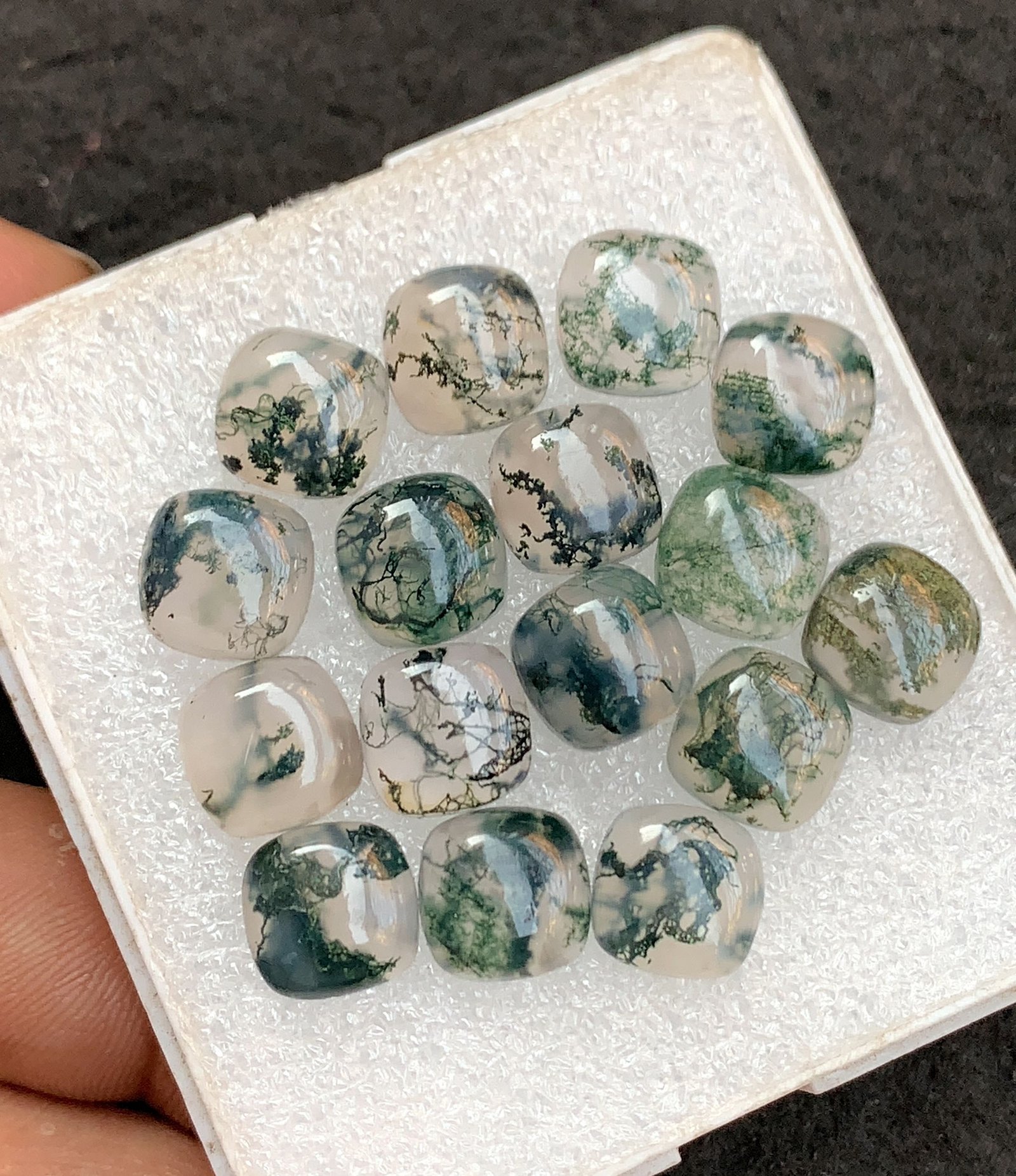 Natural Moss Agate Gemstone Smooth Cushion Shape Cabochon High Quality Loose Gemstones For Jewelry Making 10 MM Size 16 Pcs V4563 - Image 2