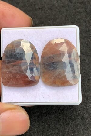 Natural Sapphire Gemstone Rose Cut Fancy Shape Cabochon High Quality Loose Gemstones For Jewelry Making 25x20 MM Size 1 Pair V4568