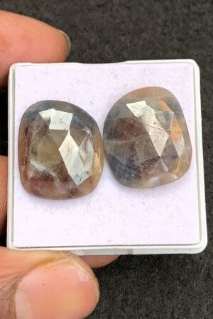 Natural Sapphire Gemstone Rose Cut Fancy Shape Cabochon High Quality Loose Gemstones For Jewelry Making 21x18 MM Size 1 Pair V4569