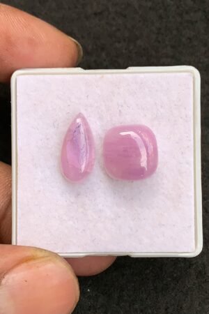 Natural Kunzite Gemstone Smooth Mix Shape Cabochon High Quality Loose Gemstones For Jewelry Making 12-15 MM Size 2 Pcs V4571
