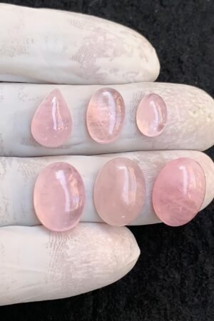 Natural Morganite Gemstone Smooth Mix Shape Cabochon High Quality Loose Gemstones For Jewelry Making 10-17 MM Size 6 Pcs V4535