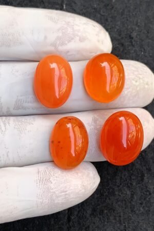 Natural Carnelian Gemstone Smooth Oval Shape Cabochon High Quality Loose Gemstones For Jewelry Making 17-19 MM Size 4 Pcs V4538