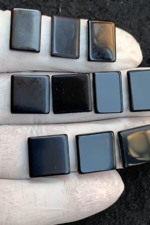 Natural Black Onyx Gemstone Smooth Rectangle Shape Cabochon High Quality Loose Gemstones For Jewelry Making 13-14 MM Size 10 Pcs V4540