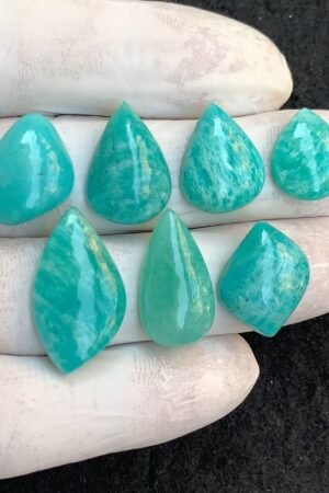 Natural Amazonite Gemstone Smooth Mix Shape Cabochon High Quality Loose Gemstones For Jewelry Making 15-25 MM Size 7 Pcs V4541