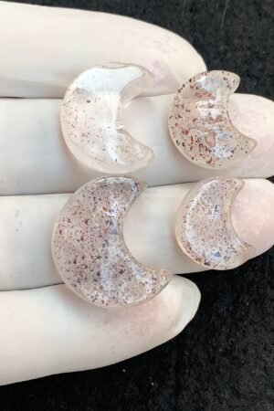 Natural Super Seven Gemstone Smooth Moon Shape Cabochon High Quality Loose Gemstones For Jewelry Making 18-25 MM Size 4 Pcs V4542