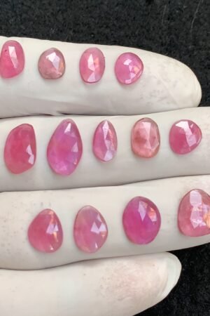 Natural Pink Sapphire Gemstone Rose Cut Fancy Shape Cabochon High Quality Loose Gemstones For Jewelry Making 8-14 MM Size 13 Pcs V4545
