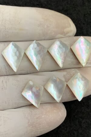 Natural Mother Of Pearl Doublet Gemstone Checker Cut Fancy Shape Cabochon High Quality Loose Gemstones For Jewelry Making 15x12 MM Size 7 Pcs V4586