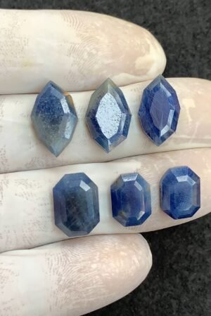 Natural Blue Sapphire Gemstone Step Cut Mix Shape Cabochon High Quality Loose Gemstones For Jewelry Making 11-17 MM Size 6 Pcs V4587
