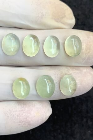 Natural Prehnite Gemstone Smooth Oval Shape Cabochon Amazing & High Quality Loose Gemstones For Jewelry Making 10x8 MM Size 7 Pcs V4595