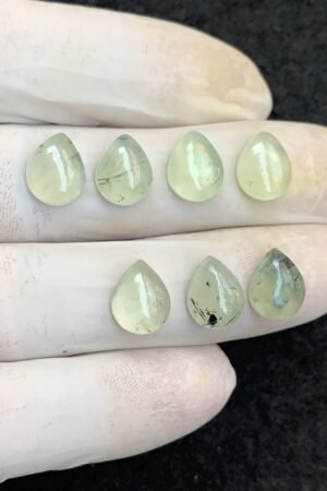 Natural Prehnite Gemstone Smooth Pear Shape Cabochon Amazing & High Quality Loose Gemstones For Jewelry Making 11x9 MM Size 7 Pcs V4596