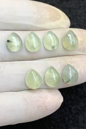 Natural Prehnite Gemstone Smooth Pear Shape Cabochon Amazing & High Quality Loose Gemstones For Jewelry Making 11x9 MM Size 7 Pcs V4597
