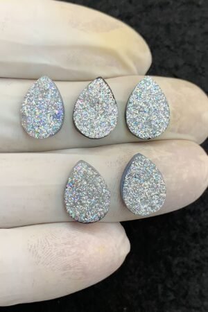 Titanium Druzy Gemstone Smooth Pear Shape Cabochon High Quality Loose Gemstones For Jewelry Making 14x10 MM Size 5 Pcs V4598