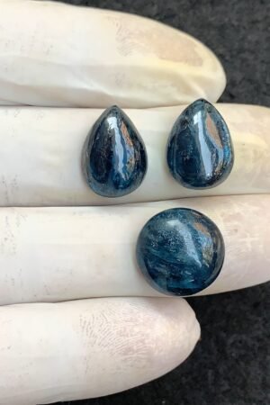 Natural Teal Green Kyanite Gemstone Smooth Mix Shape Cabochon High Quality Loose Gemstones For Jewelry Making 16-15 MM Size 3 Pcs V4602