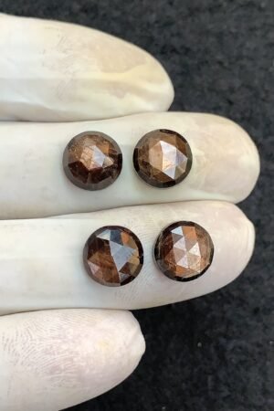 Natural Golden Sapphire Gemstone Rose Cut Round Shape Cabochon Shape High Quality Loose Gemstones For Jewelry Making 10 MM Size 4 Pcs V4603