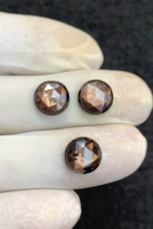 Natural Golden Sapphire Gemstone Rose Cut Round Shape Cabochon Shape High Quality Loose Gemstones For Jewelry Making 10 MM Size 3 Pcs V4604