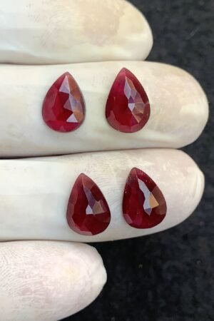 Natural Garnet Gemstone Rose Cut Pear Shape Cabochon High Quality Loose Gemstones For Jewelry Making 12x8 MM Size 4 Pcs V4606