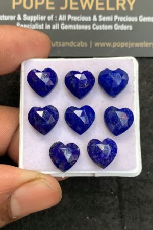 Natural Lapis Lazuli Gemstone Rose Cut Heart Shape Cabochon High Quality Loose Gemstones For Jewelry Making 10 MM Size 8 Pcs V4610