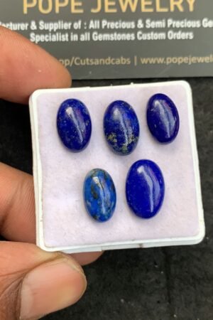 Natural Lapis Lazuli Gemstone Smooth Oval Shape Cabochon High Quality Loose Gemstones For Jewelry Making 13-14 MM Size 5 Pcs V4614