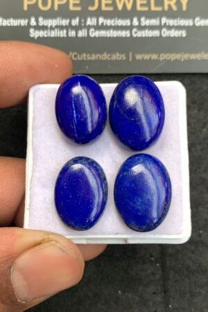 Natural Lapis Lazuli Gemstone Smooth Oval Shape Cabochon High Quality Loose Gemstones For Jewelry Making 18-19 MM Size 4 Pcs V4617
