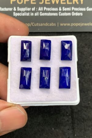 Natural Lapis Lazuli Gemstone Rose Cut Rectangle Shape Cabochon High Quality Loose Gemstones For Jewelry Making 12x6 MM Size 6 Pcs V4619