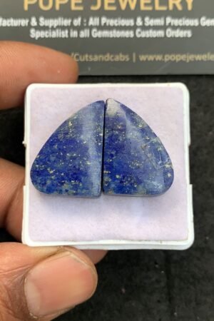 Natural Lapis Lazuli Gemstone Rose Cut Fancy Shape Cabochon High Quality Loose Gemstones For Jewelry Making 26x23 MM Size 1 Pair V4622
