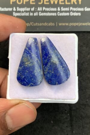 Natural Lapis Lazuli Gemstone Rose Cut Fancy Shape Cabochon High Quality Loose Gemstones For Jewelry Making 23x10 MM Size 1 Pair V4624