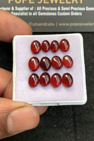 Natural Garnet Gemstone Smooth Oval Shape Cabochon High Quality Loose Gemstones For Jewelry Making 7-8 MM Size 12 Pcs V4625