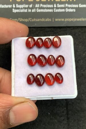 Natural Garnet Gemstone Smooth Oval Shape Cabochon High Quality Loose Gemstones For Jewelry Making 7-8 MM Size 12 Pcs V4626