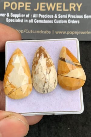 Natural Maligano Jasper Gemstone Smooth Pear Shape Cabochon High Quality Loose Gemstones For Jewelry Making 24-27 MM Size 3 Pcs V4644