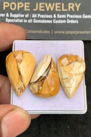 Natural Maligano Jasper Gemstone Smooth Pear Shape Cabochon High Quality Loose Gemstones For Jewelry Making 24-25 MM Size 3 Pcs V4645