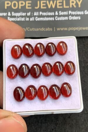 Natural Garnet Gemstone Smooth Oval Shape Cabochon High Quality Loose Gemstones For Jewelry Making 8 MM Size 16 Pcs V4646