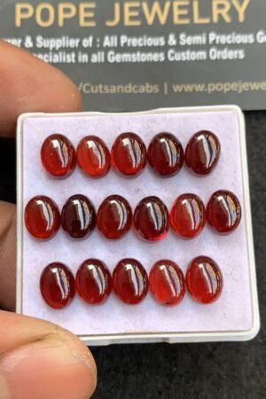 Natural Garnet Gemstone Smooth Oval Shape Cabochon High Quality Loose Gemstones For Jewelry Making 8 MM Size 16 Pcs V4647
