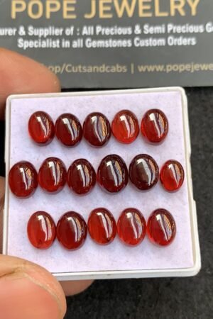 Natural Garnet Gemstone Smooth Oval Shape Cabochon High Quality Loose Gemstones For Jewelry Making 7-8 MM Size 16 Pcs V4648