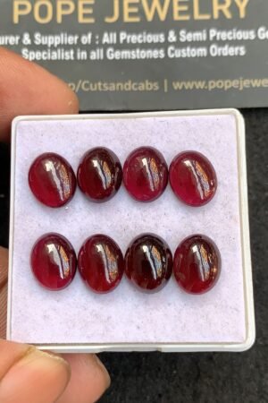 Natural Garnet Gemstone Smooth Oval Shape Cabochon High Quality Loose Gemstones For Jewelry Making 10 MM Size 8 Pcs V4649