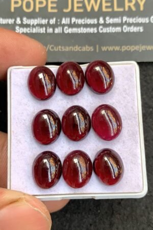 Natural Garnet Gemstone Smooth Oval Shape Cabochon High Quality Loose Gemstones For Jewelry Making 11-9 MM Size 9 Pcs V4651