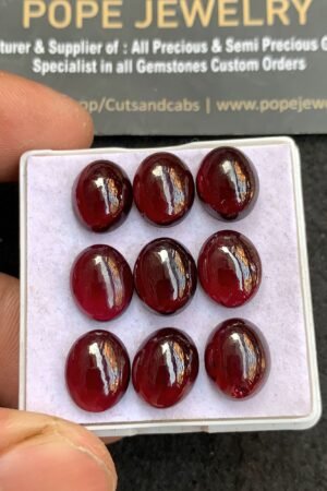 Natural Garnet Gemstone Smooth Oval Shape Cabochon High Quality Loose Gemstones For Jewelry Making 11-9 MM Size 9 Pcs V4652
