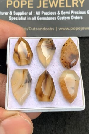 Natural Montana Agate Gemstone Step Cut Fancy Shape Cabochon High Quality Loose Gemstones For Jewelry Making 17-18 MM Size 6 Pcs V4653