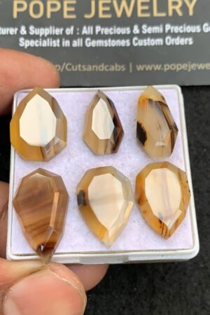 Natural Montana Agate Gemstone Step Cut Fancy Shape Cabochon High Quality Loose Gemstones For Jewelry Making 16-21 MM Size 6 Pcs V4654