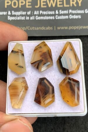 Natural Montana Agate Gemstone Step Cut Fancy Shape Cabochon High Quality Loose Gemstones For Jewelry Making 15-19 MM Size 6 Pcs V4655