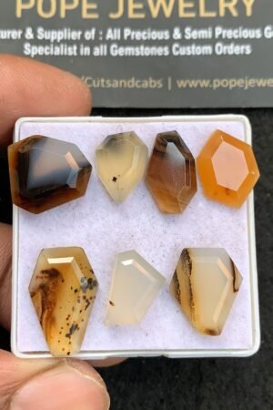 Natural Montana Agate Gemstone Step Cut Fancy Shape Cabochon High Quality Loose Gemstones For Jewelry Making 12-17 MM Size 7 Pcs V4656