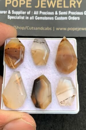 Natural Montana Agate Gemstone Step Cut Fancy Shape Cabochon High Quality Loose Gemstones For Jewelry Making 15-21 MM Size 6 Pcs V4659